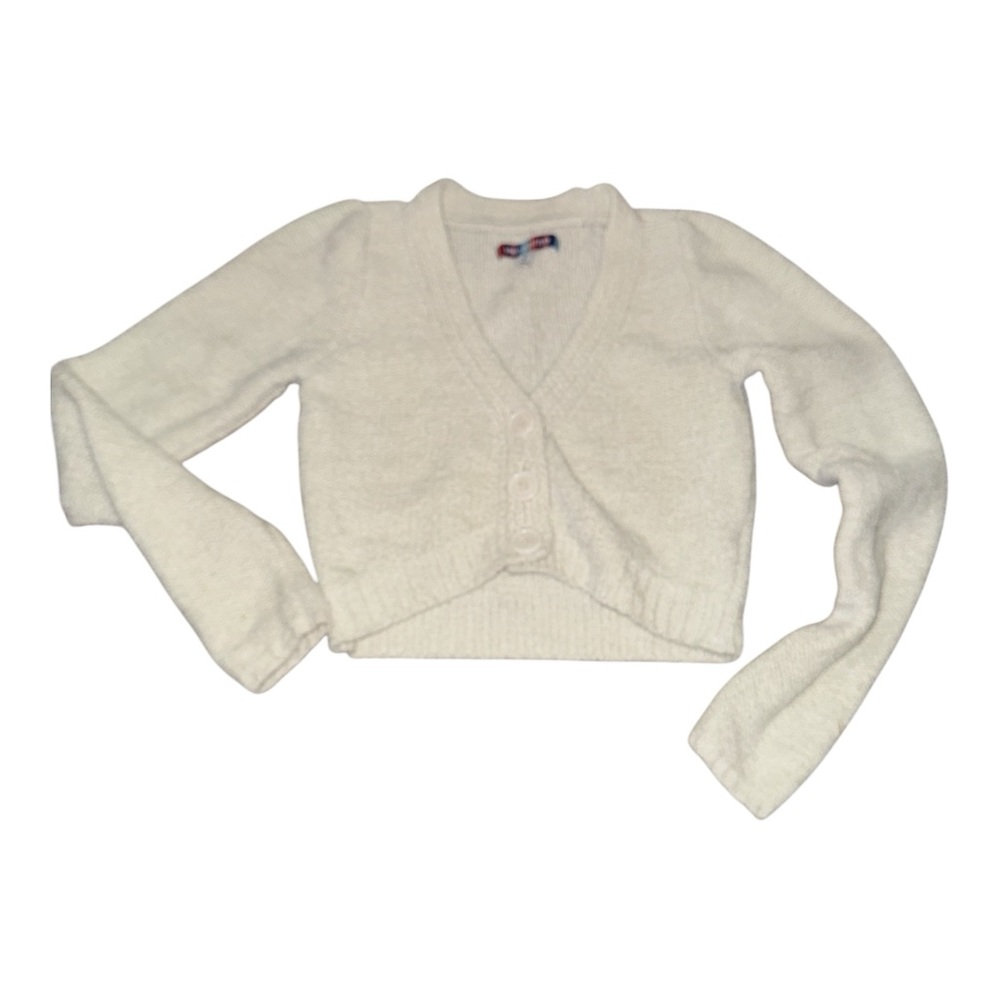 Urban Outfitters White Cropped Cardigan S Soft Girl Y2K Preppy Minimal Cozy